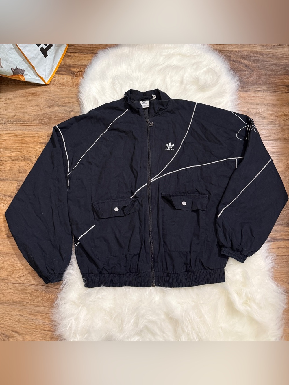 Vintage adidas Black Windbreaker Jacket Size S